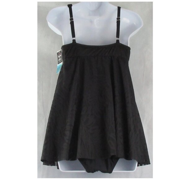 Swim Solutions Women's Tummy-Control One-Piece Swim Dress Swimsuit, Black, 10 - Picture 5 of 6